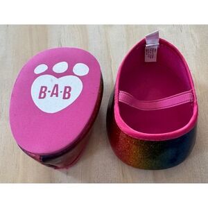 Build-A-Bear Rainbow Glitter Mary Jane Shoes Pink Elastic Strap 24621 Plush Accs